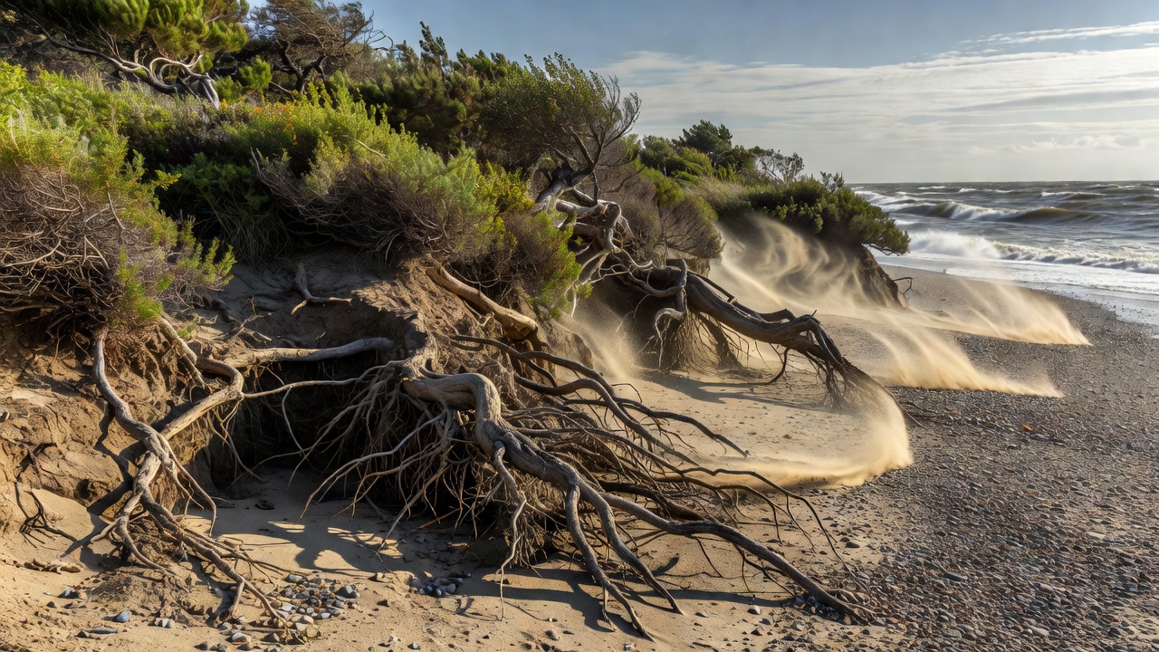 Seasonal Winds and Their Overlooked Role in Reshaping Root Networks Across Remote Shoreline Thickets